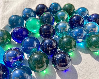 30 pieces large glass marbles 25 mm marbles blue green colored marble mix glass balls transparent marble game decoration vase filling glass ball