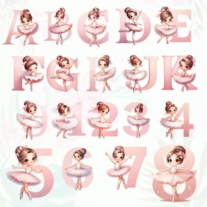 Alphabet Ballet Sublimation Clipart | Elegant Ballerina PNG Letters | Digital Download for Cricut, Crafts, Invitations and Party Decor,