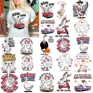 Funny Goose Meme Clipart PNG Bundle , Silly Goose Digital Download , Peace Was Never An Option , Sublimation Design , Meme Art.