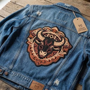 Tribal Bull Head Embroidery Design - Aztec Geometric Pattern, 4x4 Hoop (Digital Download)