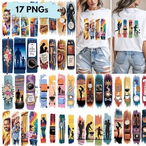 Pacote de clipart de pinceladas PNG para o Dia dos Pais, sublimação de pinceladas para camisetas de pai, artesanato, cartões, design de arte com pincel masculino