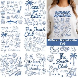 Beach Bachelorette SVG Bundle , Tropical Party Clipart for Cricut & Silhouette , Digital Download for Shirts, Tumblers and Invitations