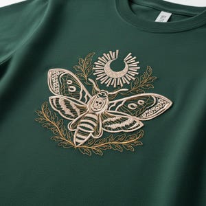 Death Head Moth Machine Embroidery Design - Celestial Moon & Skull - Large Witchy Boho Back Patch Pattern - Digital Download