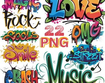 22 Graffiti Street Art PNGs: Urban Graphics (Digital Download)