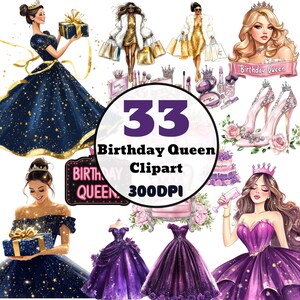 Watercolor Birthday Queen Clipart: Sublimation PNG Design (Digital Download)