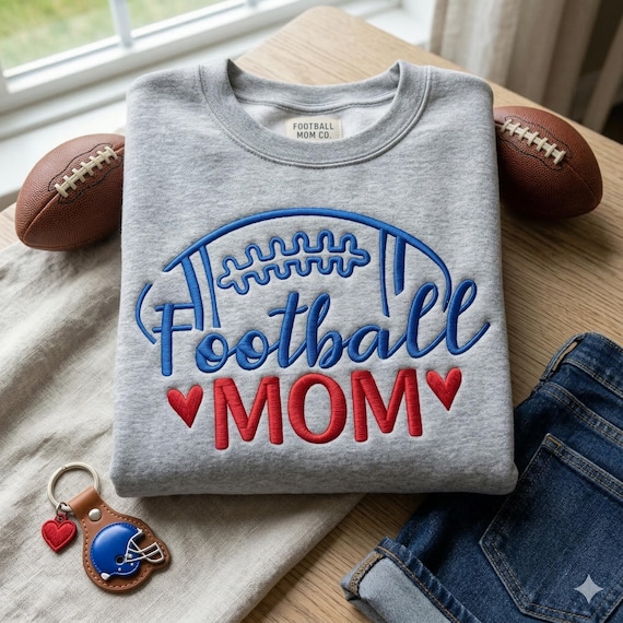 Football Mom Machine Embroidery Design, Sports Mother Digital File, Game Day Apparel Pattern, 5x6 Hoop Instant Download