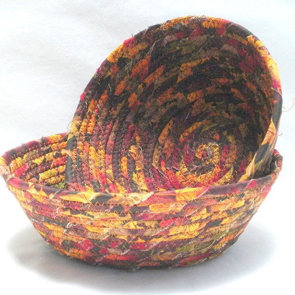 Autumn Leaves Nesting Coiled Fabric Bowl