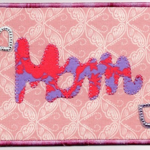 Mom Quilted  Fabric Postcard