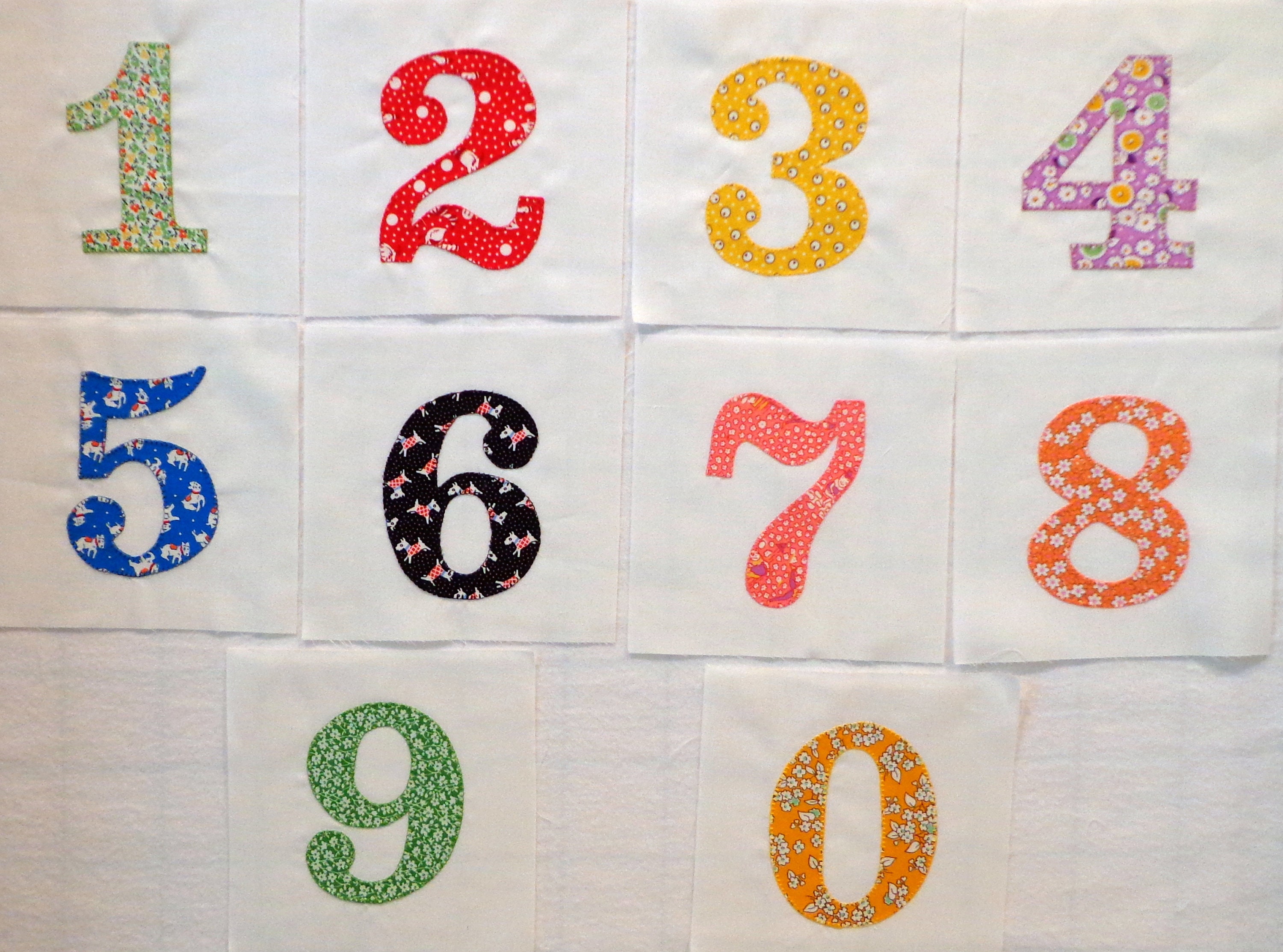Handmade Numbers Appliqued Quilt Blocks | Etsy