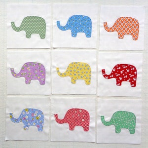 Elephants Appliqued Quilt Blocks image 1