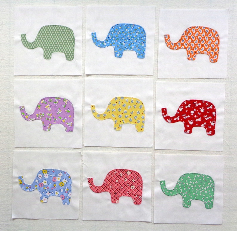 Elephants Appliqued Quilt Blocks image 1