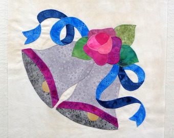 Silver Wedding Bells Appliqued Quilt Block