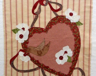 Vintage Valentine Appliqued Quilt Block of the month #6