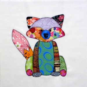 Patchwork Fox Appliqued Quilt Block Bild 2