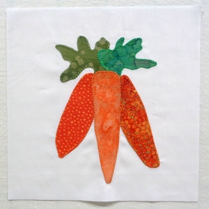 Farm Fresh Carrots Appliqued Quilt Block