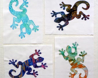 Gecko Appliqued Quilt Blocks