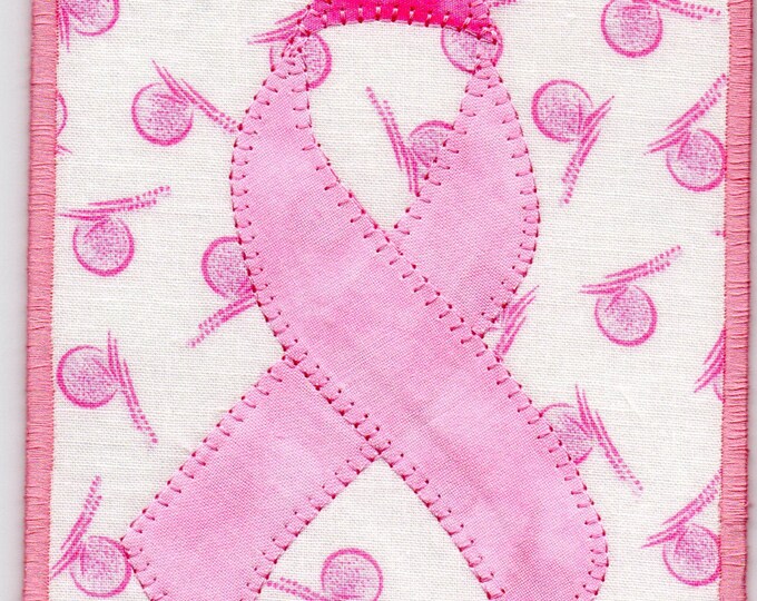 Pink Breast Cancer Awareness Ribbon Quilted Fabric Postcard - Etsy