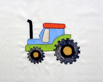 Tractor Appliqued Quilt Block