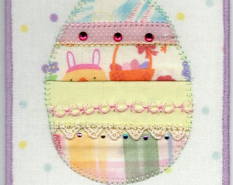 Easter Egg Quilted Fabric Postcard