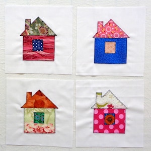 Scrappy Little Houses Appliqued Quilt Blocks