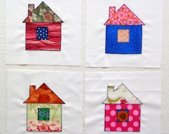 Scrappy Little Houses Appliqued Quilt Blocks