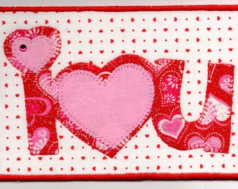 I Love You Fabric Postcard