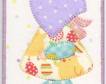 Easter Sunbonnet Sue Quilted Fabric Postcard