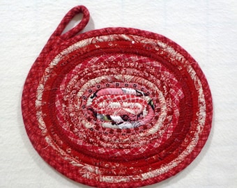 Country Red Coiled Fabric Candle Mat, Country Red Table Mat