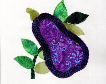 Farm Fresh Eggplant Appliqued Quilt Block