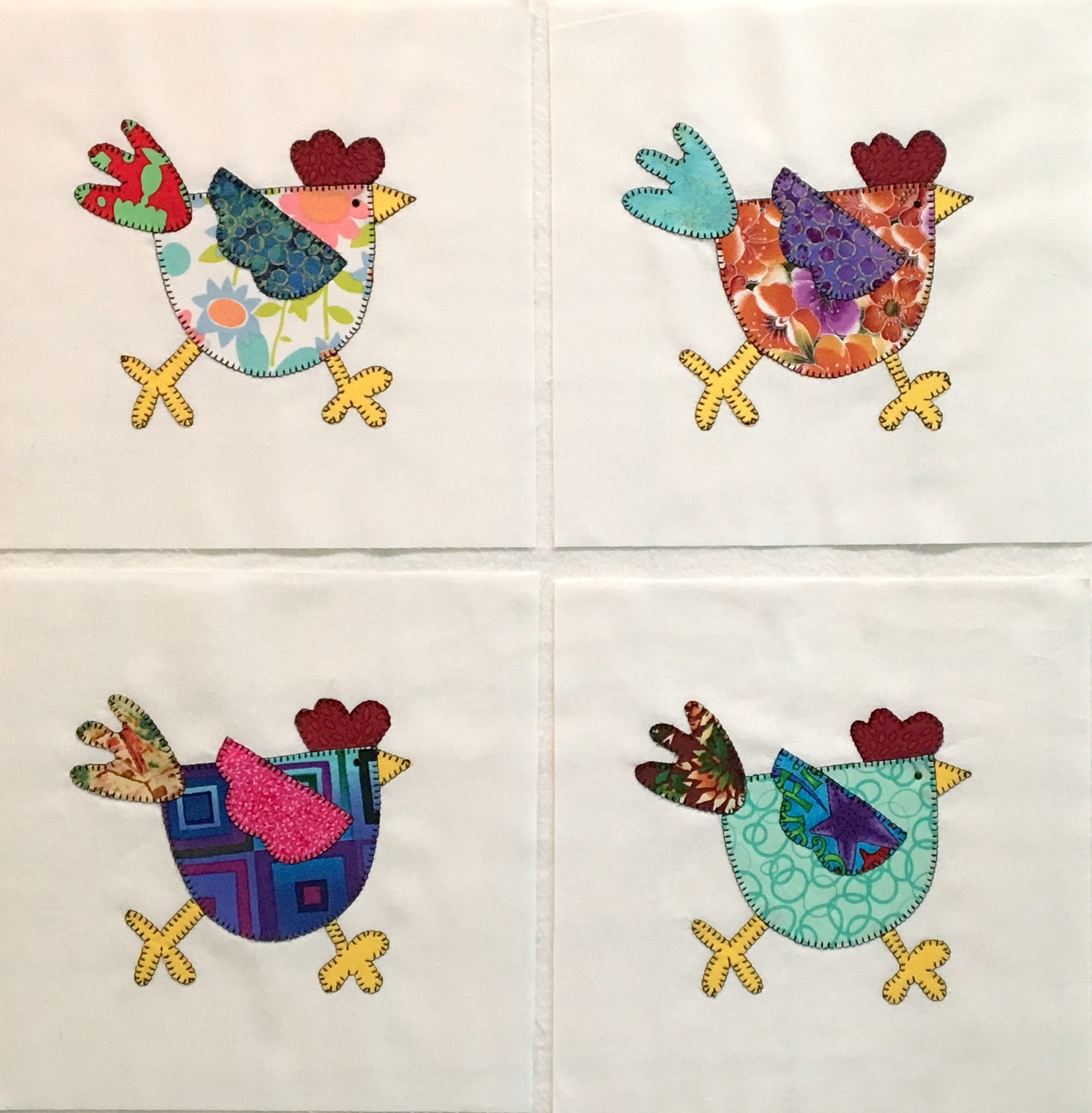Funky Chicken Appliqued Quilt Blocks Etsy
