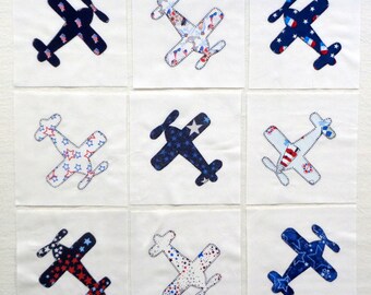 Blue Airplanes Quilt Blocks