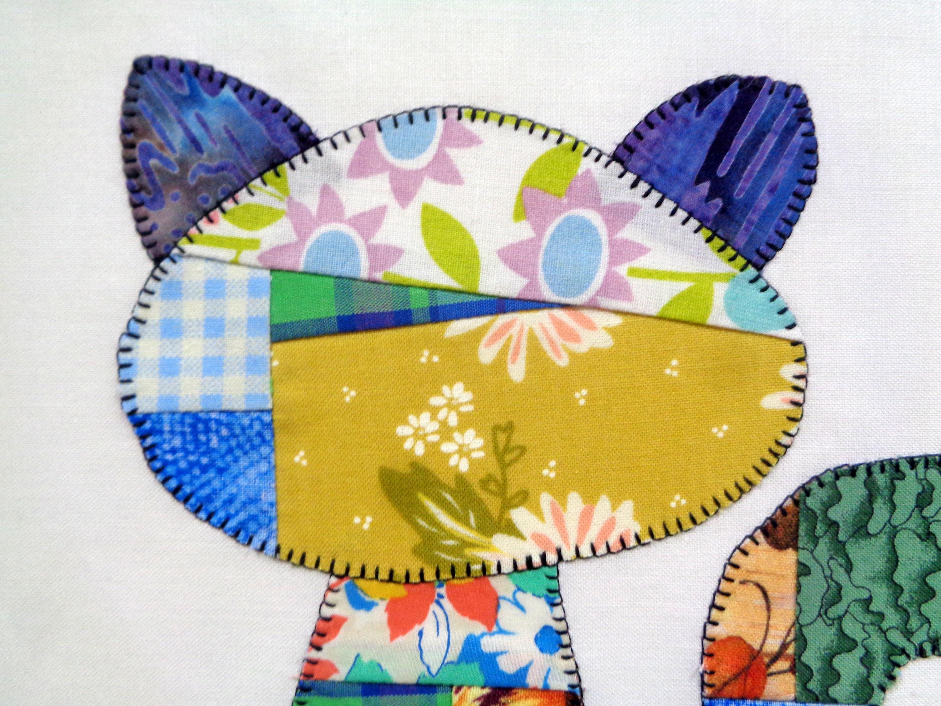 Patchwork Kitty Cat Quilt Block - Etsy