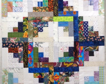 Crazy Unfinished Log Cabin Quilt Top #7