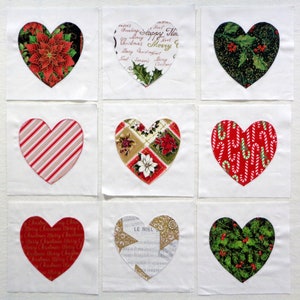 Christmas Hearts Quilt Blocks
