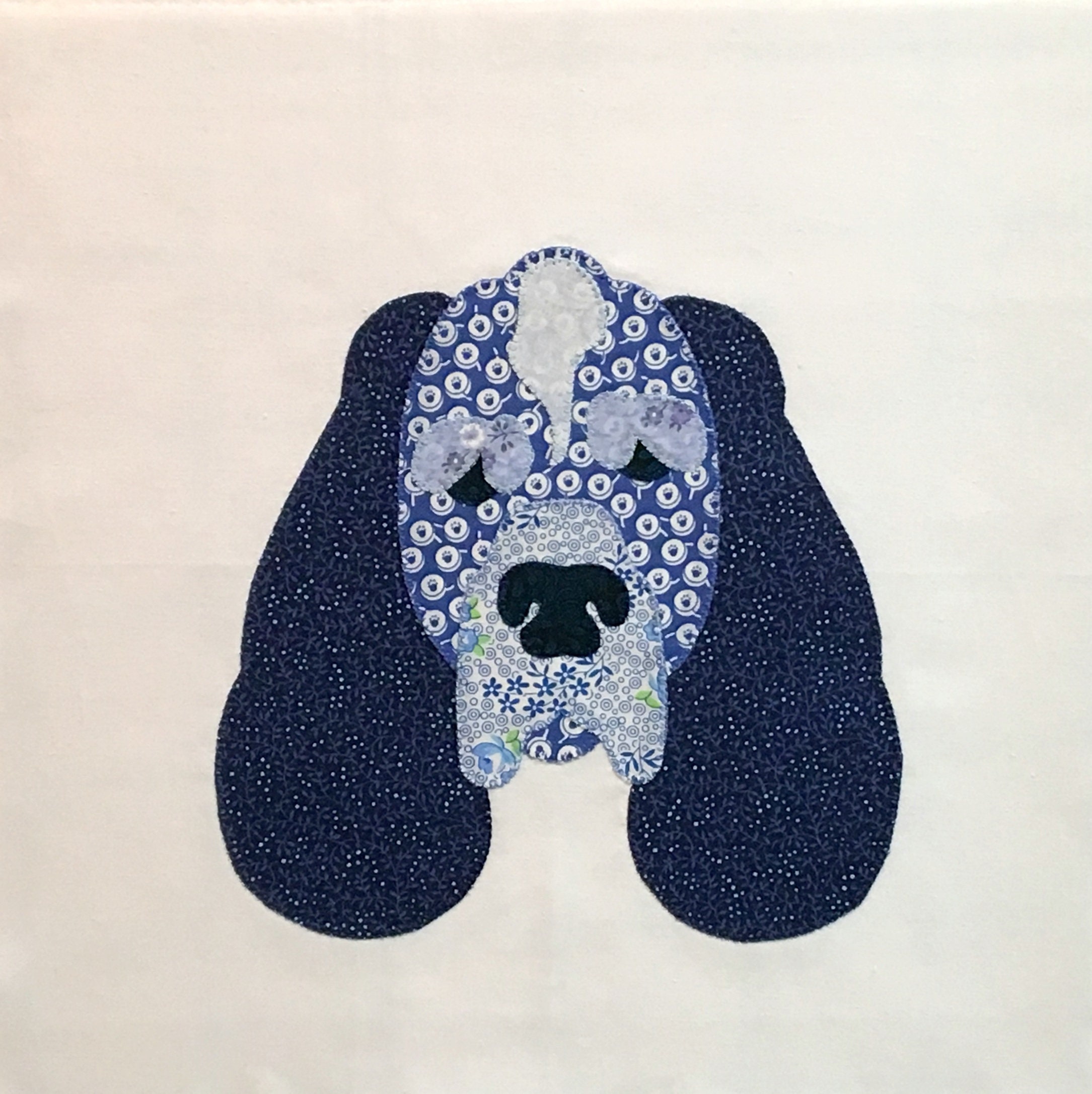 Blue Basset Hound Appliqued Quilt Block Etsy