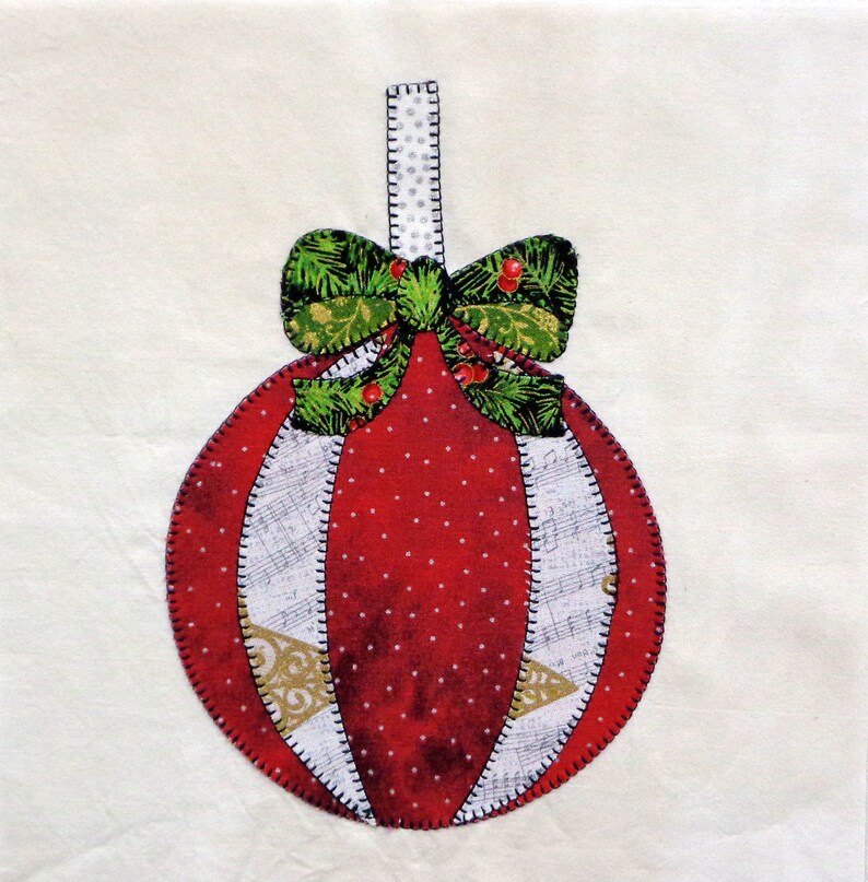 Christmas Ornament Appliqued Quilt Block image 1