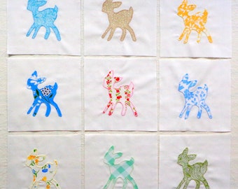 Baby Deer Appliqued Quilt Blocks