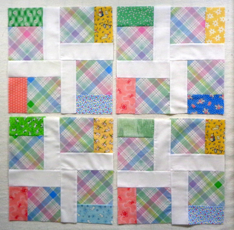 12 Unfinished Baby Quilt Blocks image 1