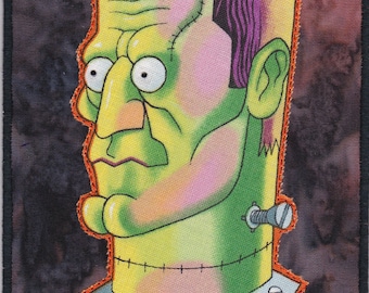 Frankenstein Quilted Fabric Postcard