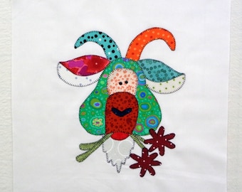 Patchwork Goat Appliqued Quilt Block