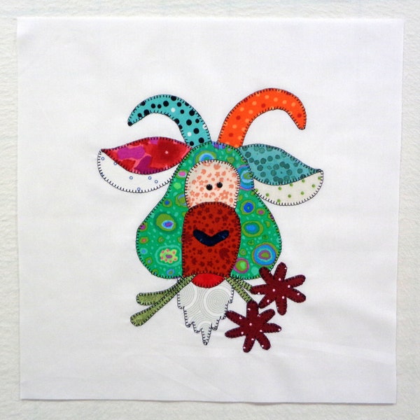 Patchwork Goat Appliqued Quilt Block