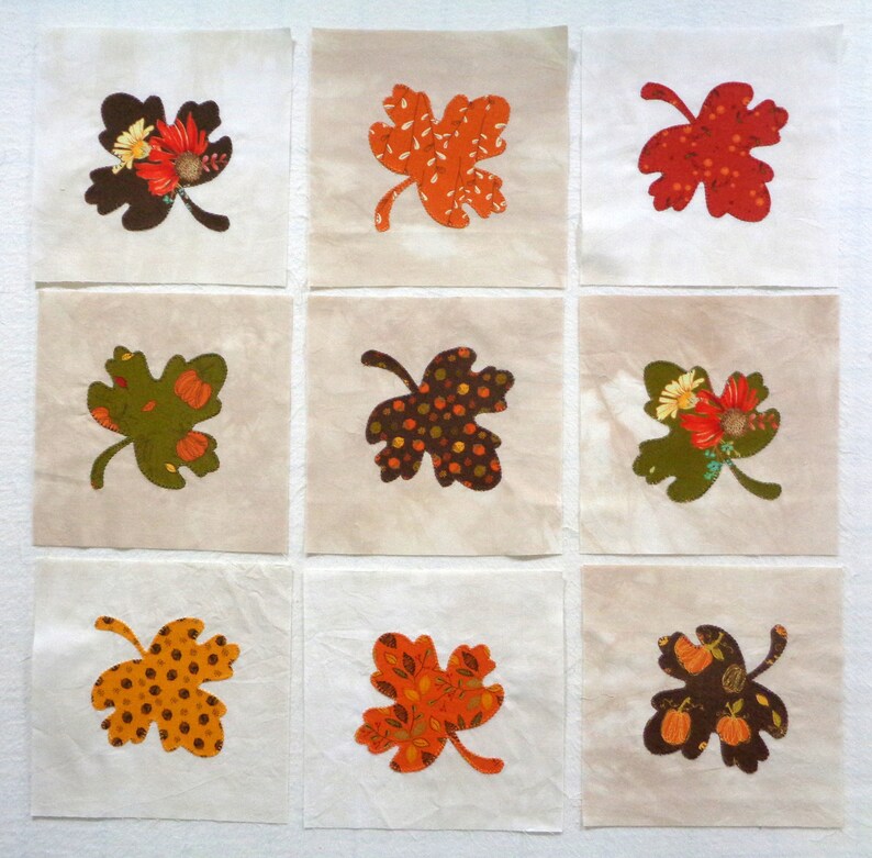 Maple Leaves Appliqued Quilt Blocks image 1