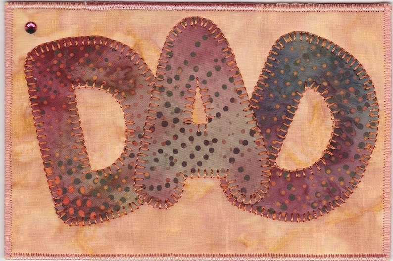 Dad Quilted Fabric Postcard A Fathers Day Greeting Card