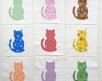 Calico Cats Appliqued Quilt Blocks