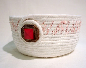 Peppermint Twist Coiled Fabric Bowl