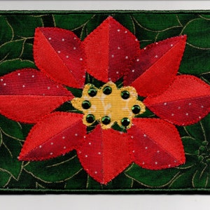 Poinsettia Quilted Fabric Postcard