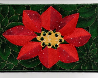 Poinsettia Quilted Fabric Postcard