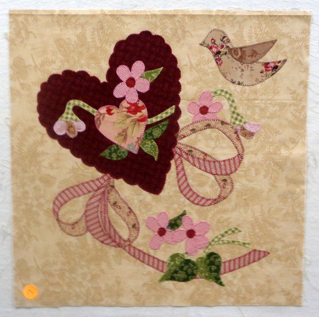 Vintage Valentine Appliqued Quilt Block of the Month #7 - Etsy