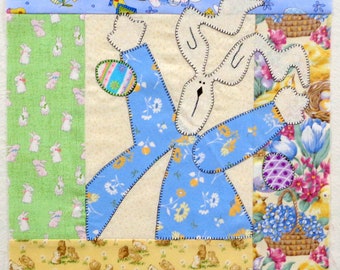 Easter Bunny Appliqued Quilt Block