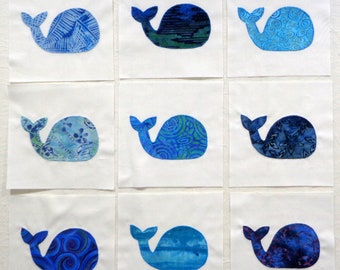 Whales Appliqued Quilt Blocks